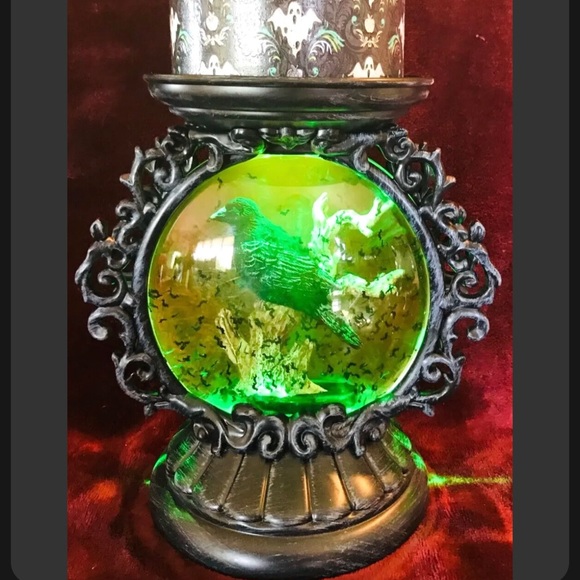 Bath & Body Works Holiday Bath Body Works Lighted Globe Spooky Music Raven Candle Holder